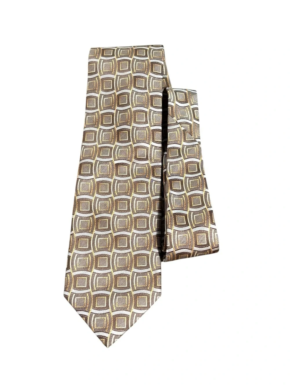 Giorgio Brutini Geometric Brown & Gold Necktie